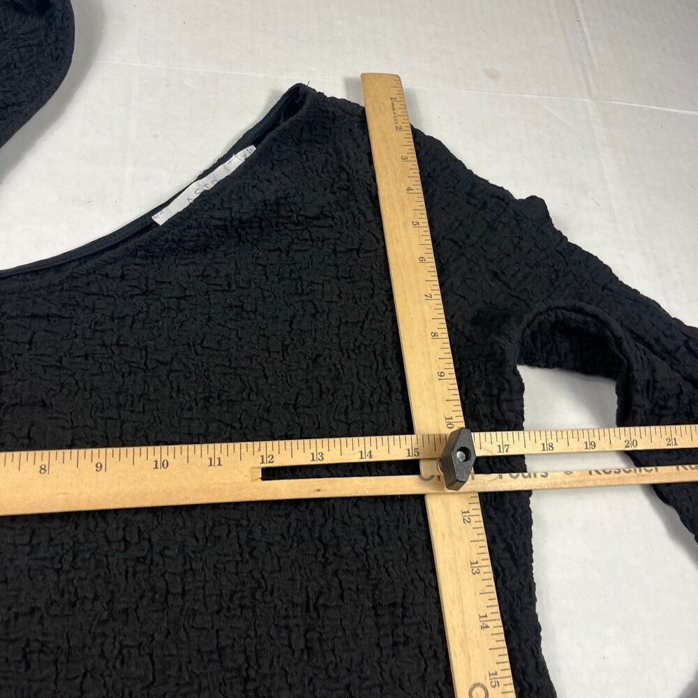 ASTR The Label Crinkle Top Black Asymmetric Y2K Long Sleeve Stretch Shirt XL - Picture 7 of 11